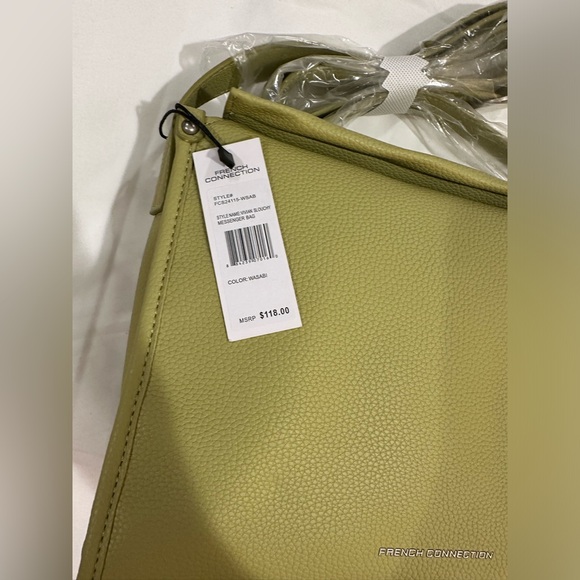 French Connection slouchy Messenger Bag Wasabi color NWT MSRP $118.00 - Picture 4 of 6